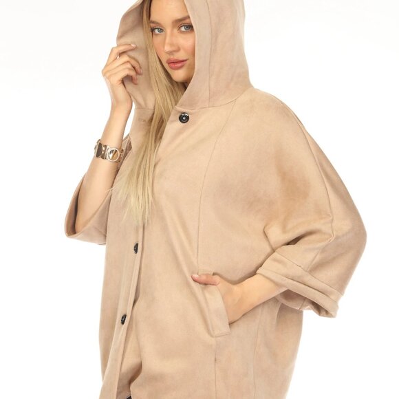 Camel Suede Pockets Designer Light Jacket - Picture 5 of 6